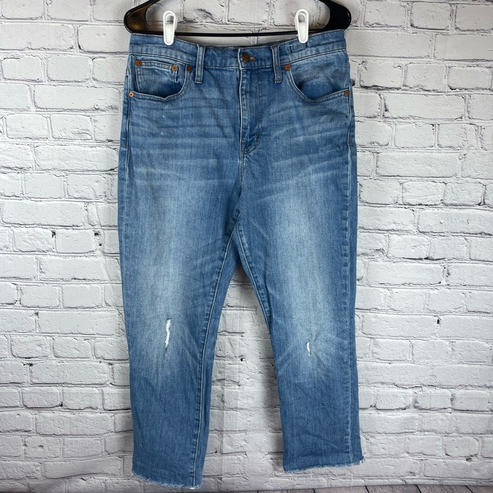 Madewell Jeans Women’s 28 (30x25.5) High Rise Slim Crop BoyJean Stretch Raw‎ Hem